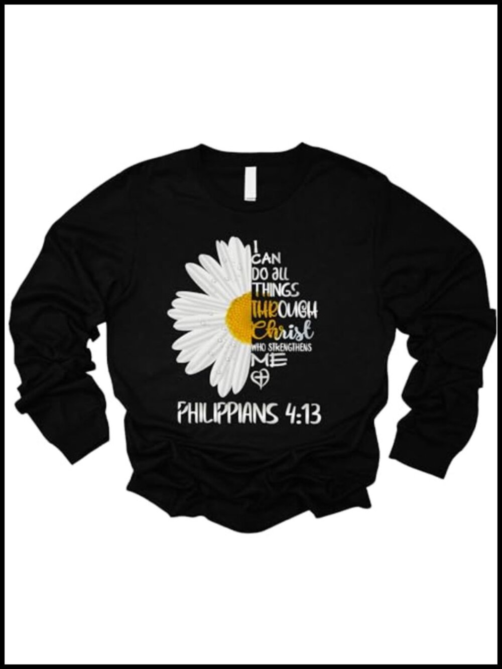 Christian Faith Tee Long Sleeve Crew Neck Cotton Blend T-Shirt
